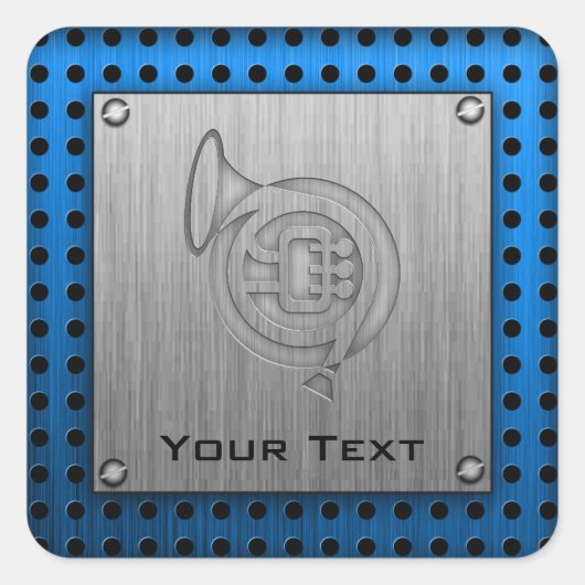 Geborsteld metaal-look Franse hoorn Vierkante Sticker (Voorkant)