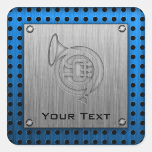 Geborsteld metaal-look Franse hoorn Vierkante Sticker