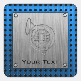 Geborsteld metaal-look Franse hoorn Vierkante Sticker