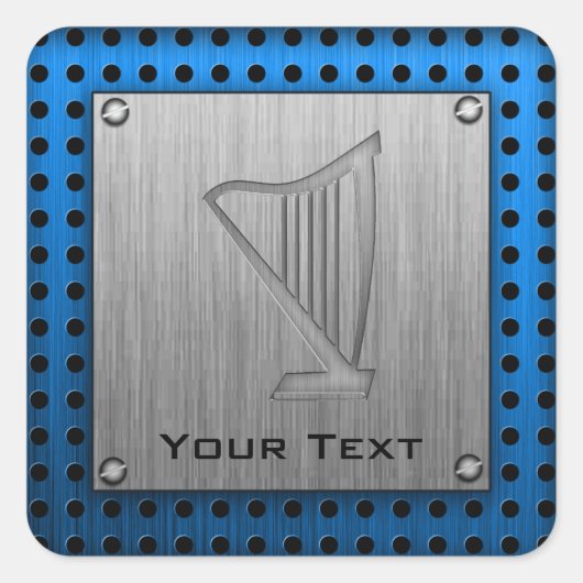 Geborsteld metaal-look Harp Vierkante Sticker (Voorkant)
