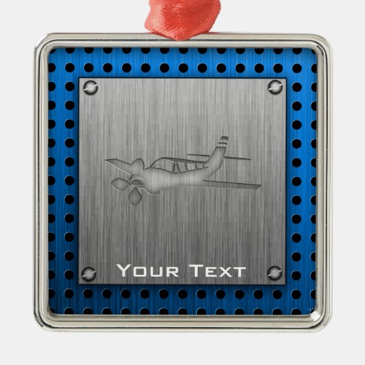 Geborsteld Metaal-look Vliegtuig Metalen Ornament (Voorkant)