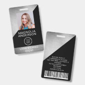 Geborsteld Metaal Medewerker Foto Logo Barcode Naa Badge (Voor- en achterkant)