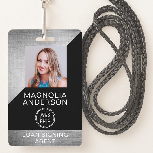 Geborsteld Metaal Medewerker Foto Logo Barcode Naa Badge