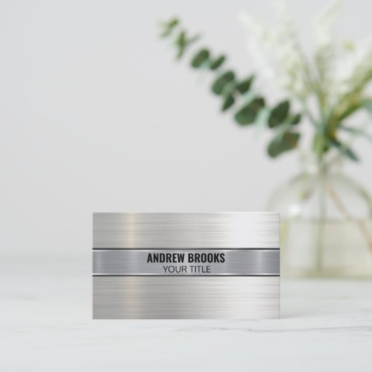 geborsteld metaal | QR Business Visitekaartje (Staand voorkant)