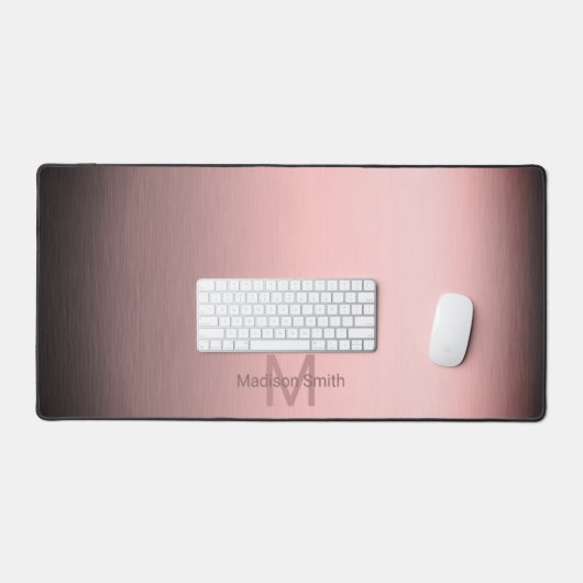 Geborsteld metaal roos modern ontwerp Monogram Bureaumat (Keyboard & Muis)