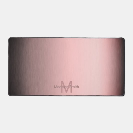 Geborsteld metaal roos modern ontwerp Monogram Bureaumat (Voorkant)