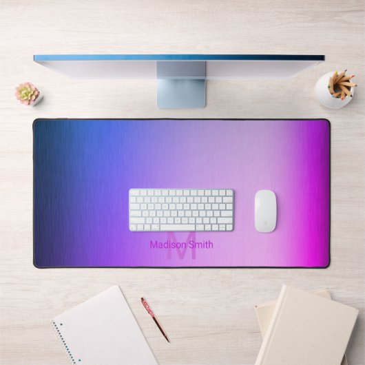 Geborsteld metaal roze blauw modern design Monogra Bureaumat (Kantoor 1)