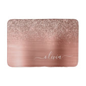 Geborsteld Metaal Roze Goud Roze Glitter Monogram Badmat (Voorkant)