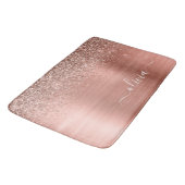 Geborsteld Metaal Roze Goud Roze Glitter Monogram Badmat (Gekanteld)