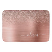 Geborsteld Metaal Roze Goud Roze Glitter Monogram Badmat (Voorkant)
