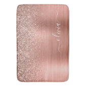 Geborsteld Metaal Roze Goud Roze Glitter Monogram Badmat (Voorkant Verticaal)