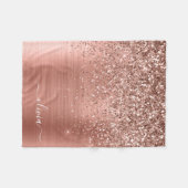 Geborsteld Metaal Roze Goud Roze Glitter Monogram Fleece Deken (Voorkant (Horizontaal))