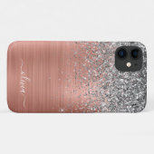 Geborsteld Metaal Roze Goud Zilver Glitter Monogra Case-Mate iPhone Case (Achterkant (horizontaal))