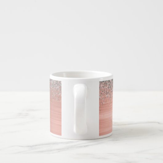 Geborsteld Metaal Roze Goud Zilver Glitter Monogra Espresso Kop (Achterkant)