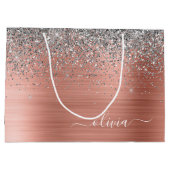Geborsteld Metaal Roze Goud Zilver Glitter Monogra Groot Cadeauzakje (Achterkant)