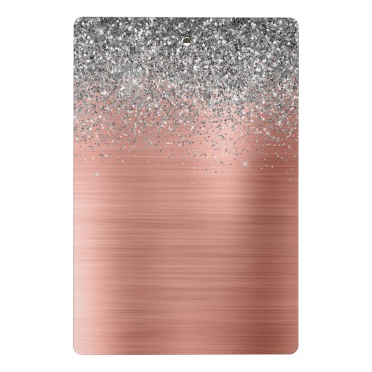 Geborsteld Metaal Roze Goud Zilver Glitter Monogra Mini Klembord (Achterkant)