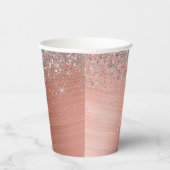 Geborsteld Metaal Roze Goud Zilver Glitter Monogra Papieren Bekers (Rechts)