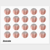Geborsteld Metaal Roze Goud Zilver Glitter Monogra Ronde Sticker (Vel)