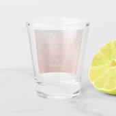 Geborsteld Metaal Roze Goud Zilver Glitter Monogra Shot Glas (Achterkant)