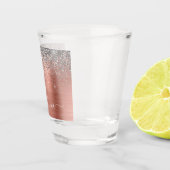Geborsteld Metaal Roze Goud Zilver Glitter Monogra Shot Glas (Rechts)