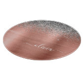 Geborsteld Metaal Roze Goud Zilver Glitter Monogra Snijplank (Hoek)