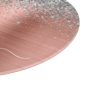 Geborsteld Metaal Roze Goud Zilver Glitter Monogra Snijplank (Hoek)
