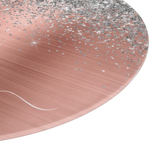 Geborsteld Metaal Roze Goud Zilver Glitter Monogra Snijplank (Hoek)
