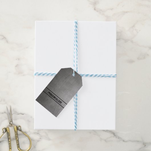 geborsteld metaal textuur cadeaulabel (Met Touw)