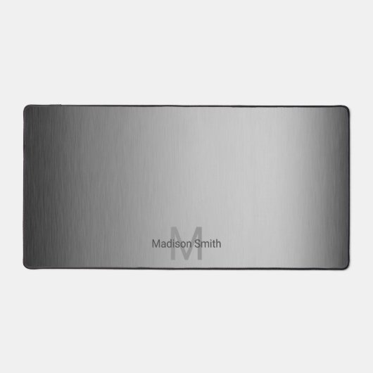 Geborsteld metaalgrijs elegant modern ontwerp Mono Bureaumat (Voorkant)