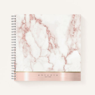 Geborsteld Metalen Band Marble Glitter Rose Goud I Notitieboek