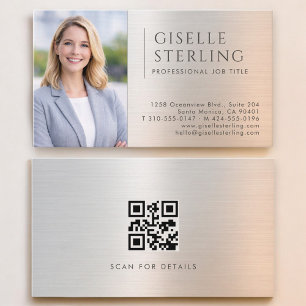 Geborsteld Metalen Foto QR Code Visitekaartje