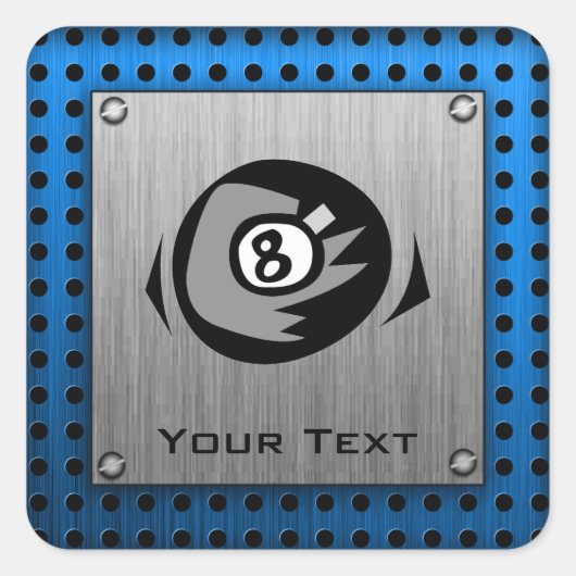 Geborsteld Metalen look; Blauw 8 bal Vierkante Sticker (Voorkant)