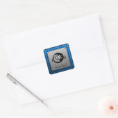 Geborsteld Metalen look; Blauw 8 bal Vierkante Sticker (Envelop)