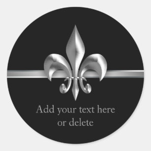 Geborsteld Metalen Stijl Zilver Fleur de Lis Ronde Sticker