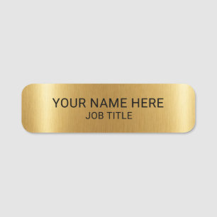 Geborsteld Metallic Goud Print Werknemer Aangepast Naamplaatje