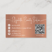 Geborsteld Metallic Koper Monogrammed QR Code Visitekaartje (Achterkant)