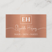 Geborsteld Metallic Koper Monogrammed QR Code Visitekaartje (Voorkant)