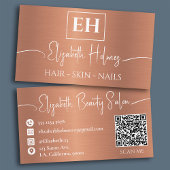 Geborsteld Metallic Koper Monogrammed QR Code Visitekaartje