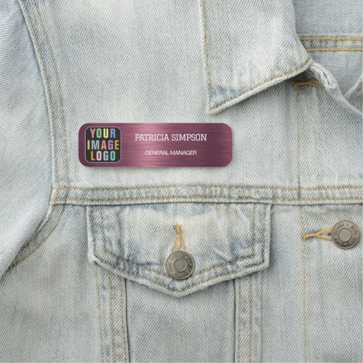 Geborsteld Metallic Roze: Bedrijf Logo, Naam, Tite Naamplaatje (In situ)