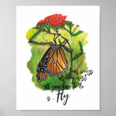 Geborsteld Monarch Vlinder Inspirerend Quote Poster (Voorkant)