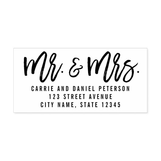 Geborsteld Mr en Mrs Gepersonaliseerde Rubber Stam Zelfinktende Stempel (Design)