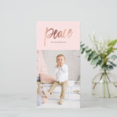 Geborsteld Peace Rose Goud Kerst Foto Kaart (Staand voorkant)