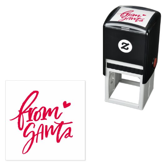 Geborsteld rood van Santa Stamp | Kerstcadeau Zelfinktende Stempel (In situ)