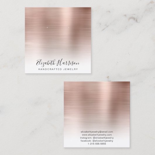 Geborsteld Roos Gouden Sieraden Display Vierkante Visitekaartje (Voorkant / Achterkant)