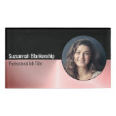 Geborsteld Roze Faux Metaal Custom Photo Professio Naambadge (Voorkant)
