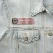 Geborsteld Roze Goud: Bedrijf Logo, Naam & Functie Naamplaatje (In situ)