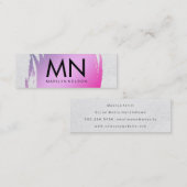 Geborsteld Roze met Witte Textuur en Chic Monogram Mini Visitekaartje (Voorkant / Achterkant)