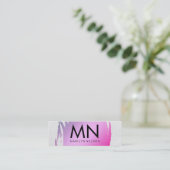 Geborsteld Roze met Witte Textuur en Chic Monogram Mini Visitekaartje (Staand voorkant)