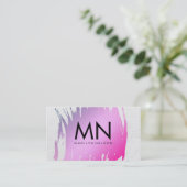 Geborsteld Roze met Witte Textuur en Chique Monogr Visitekaartje (Staand voorkant)