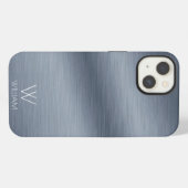Geborsteld RVS-ontwerp Gepersonaliseerd Monogram iPhone Hoesje (Achterkant horizontaal)